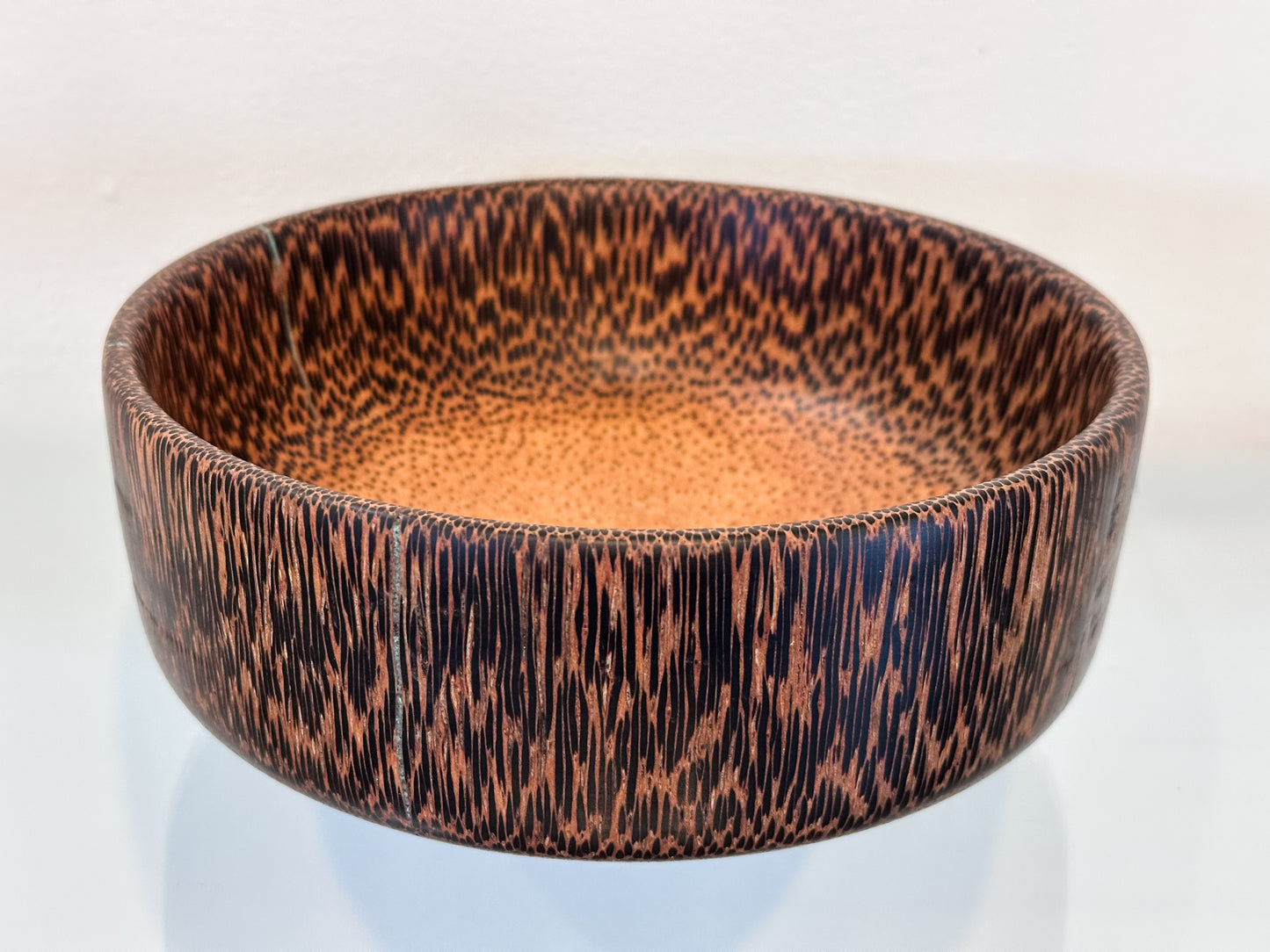 Manila Palm Wood Bowl, Handmade in Hawaii, with Turquoise Stone Inlay, Japanese Kintsugi-Inspired