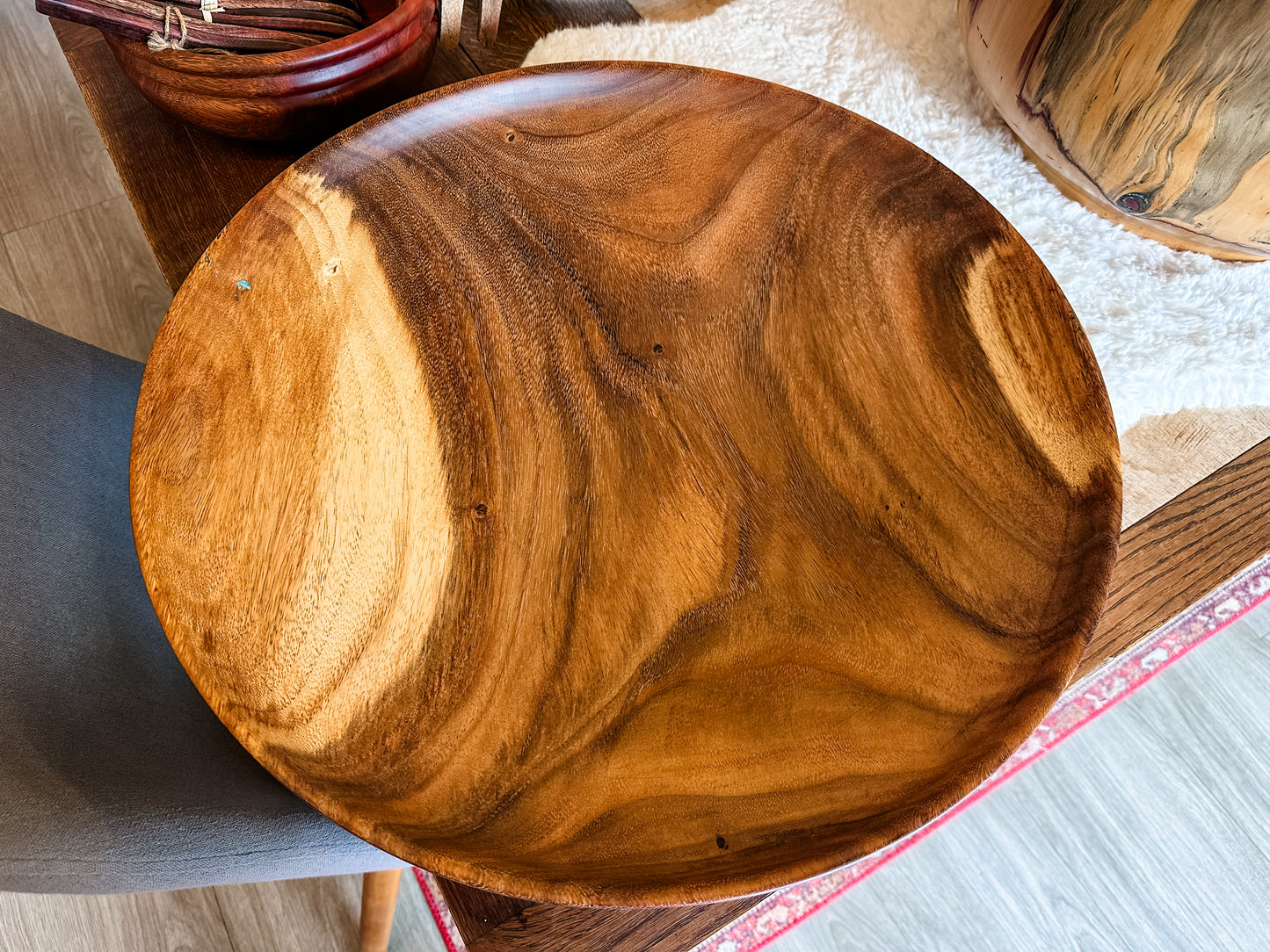 Extra Large Hand-Turned Monkeypod Wood Bowl, Perfect table centerpiece, wedding gift, salad bowl, Food Safe, Organic, XL Wood Salad Bowl