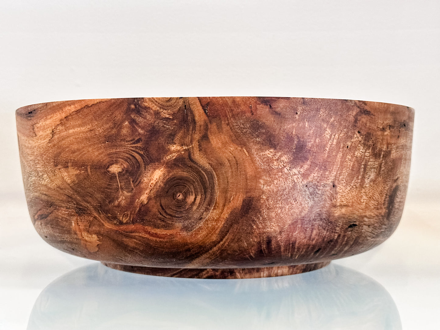 Large Handmade Mango Wood Bowl with Turquoise Inlay, Food Safe