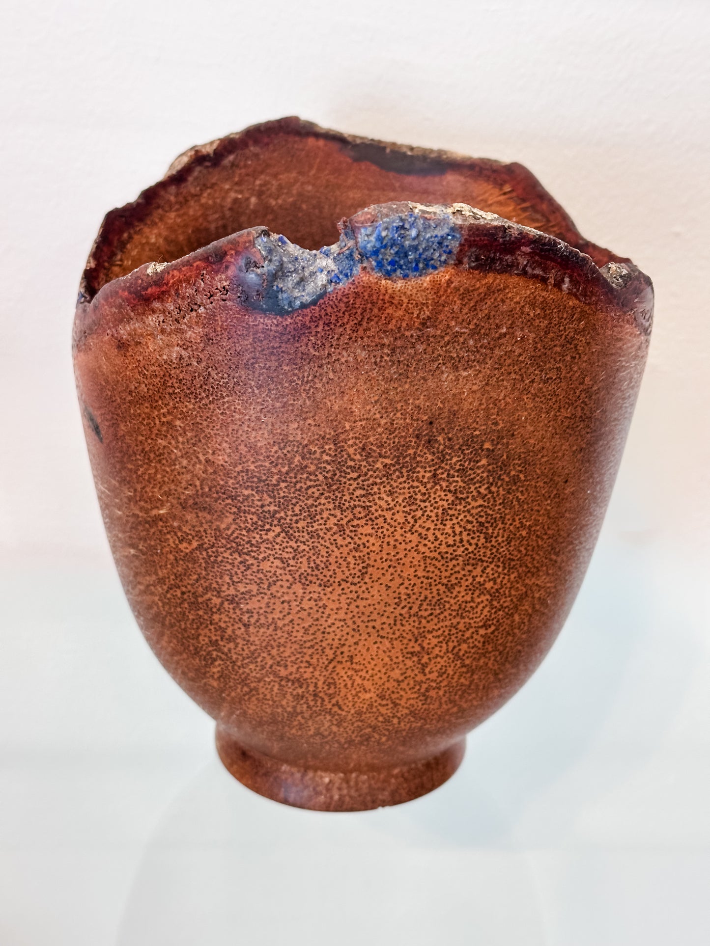 Coconut Wood Bowl, Bark Inclusion with Lapis Lazuli Inlay, Handmade in Hawaii, Decorative Wood Bowl