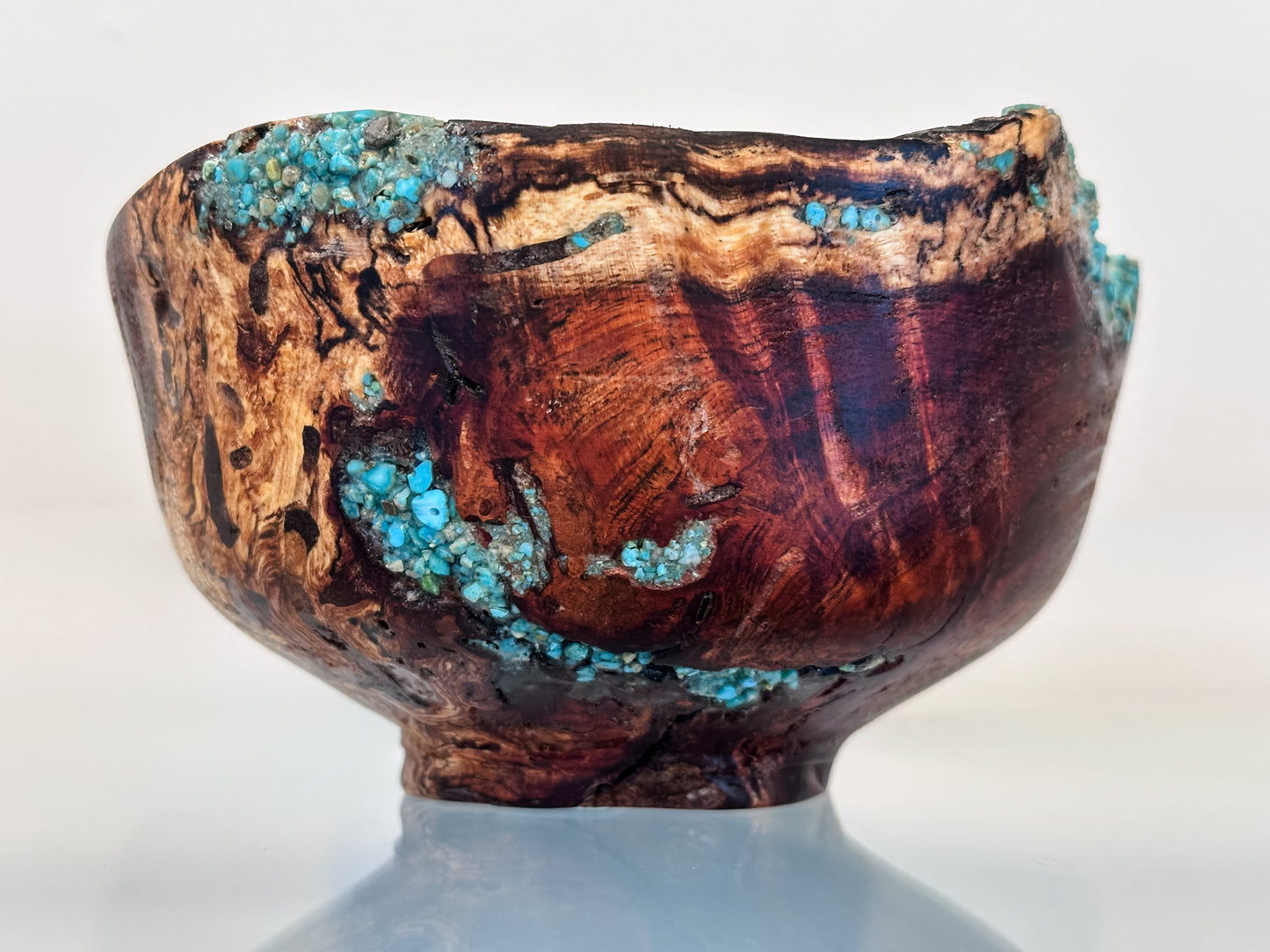 Kintsugi Inspired Koa Wood Bowl with Turquoise Inlay