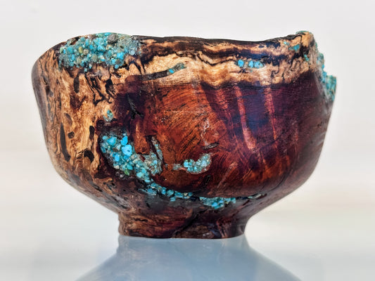 Kintsugi Inspired Koa Wood Bowl with Turquoise Inlay
