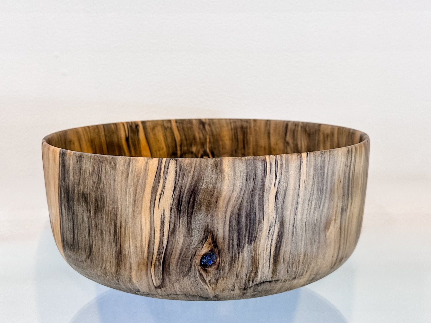 Norfolk Pine Wood Bowl with Turquoise and Lapis Lazuli Gemstone Inlay, Handmade in Hawaii, Food Safe, Organic Finishes