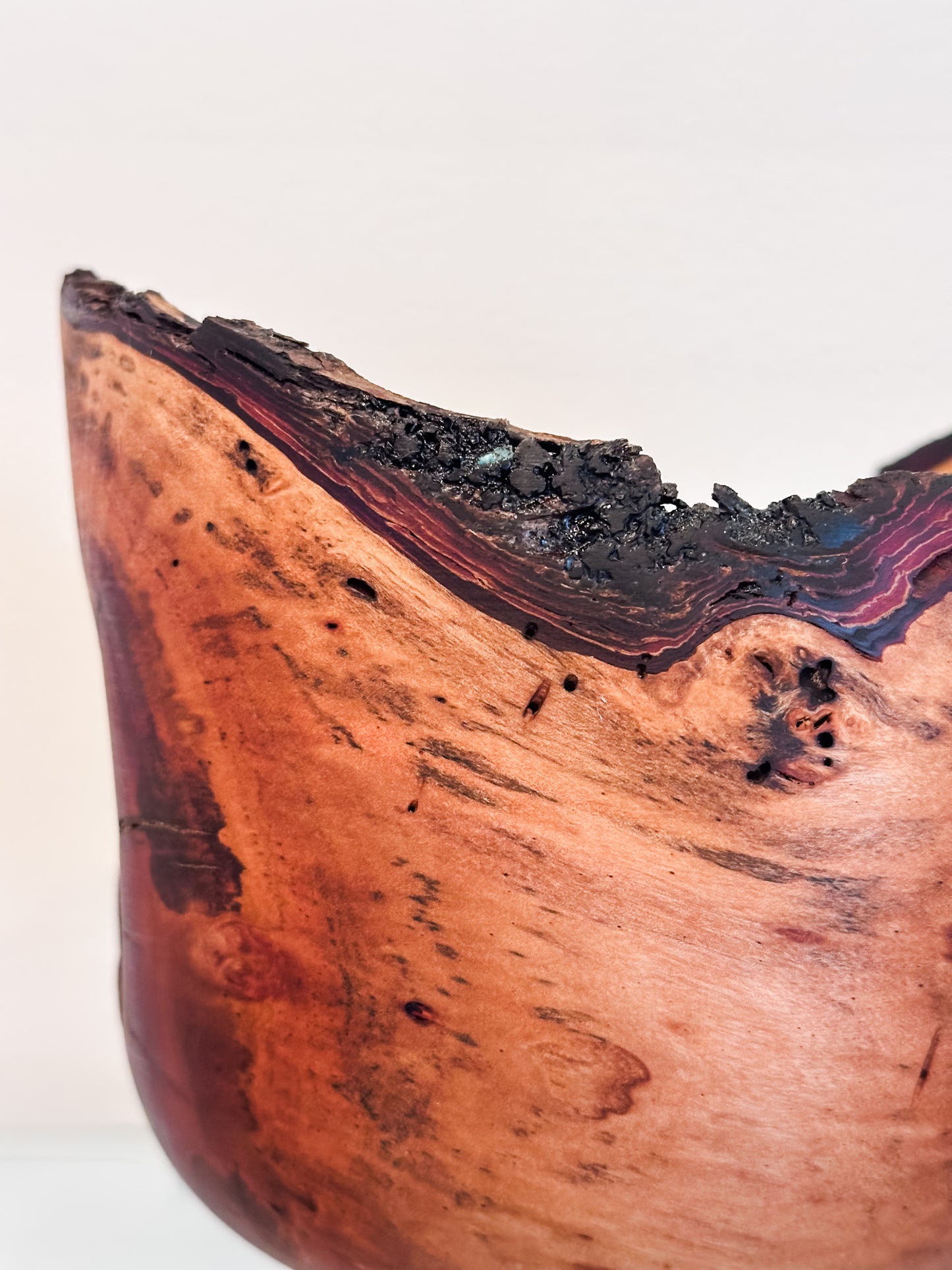 Natural Edge Christmas Berry Decorative Wood Bowl