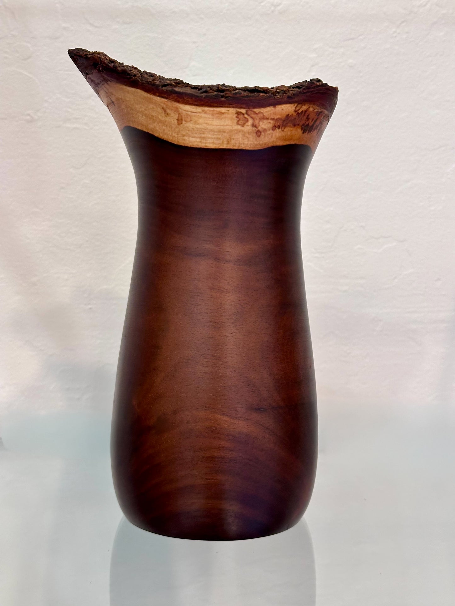 Handmade Milo Wood Vase with Turquoise Gemstone Inlay, Handmade in Hawaii