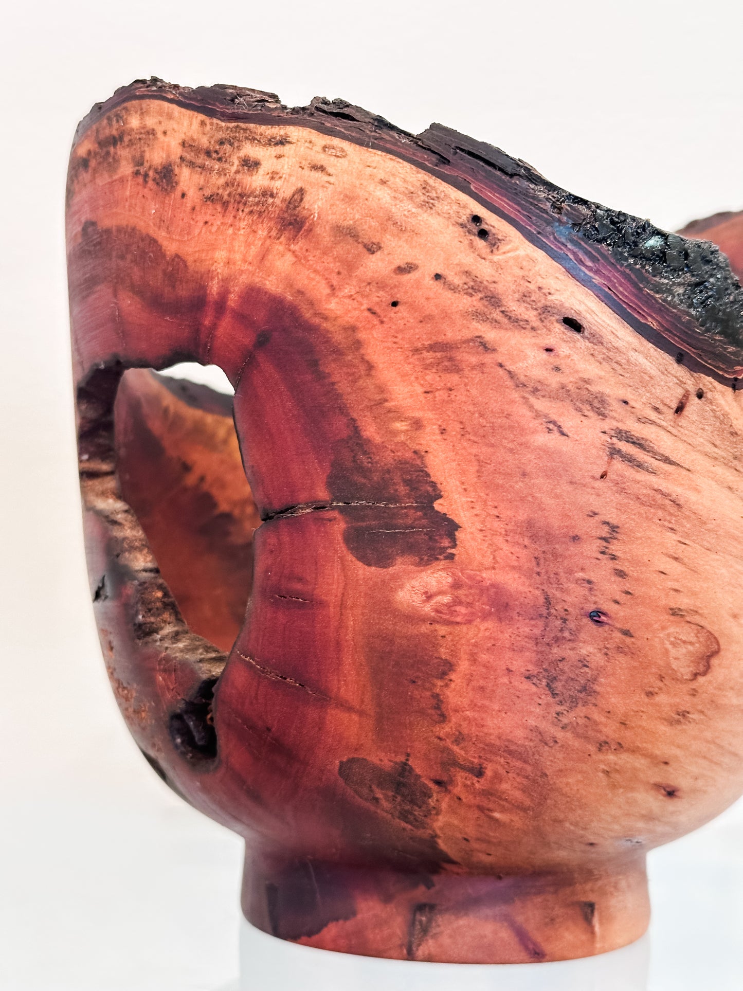 Natural Edge Christmas Berry Decorative Wood Bowl
