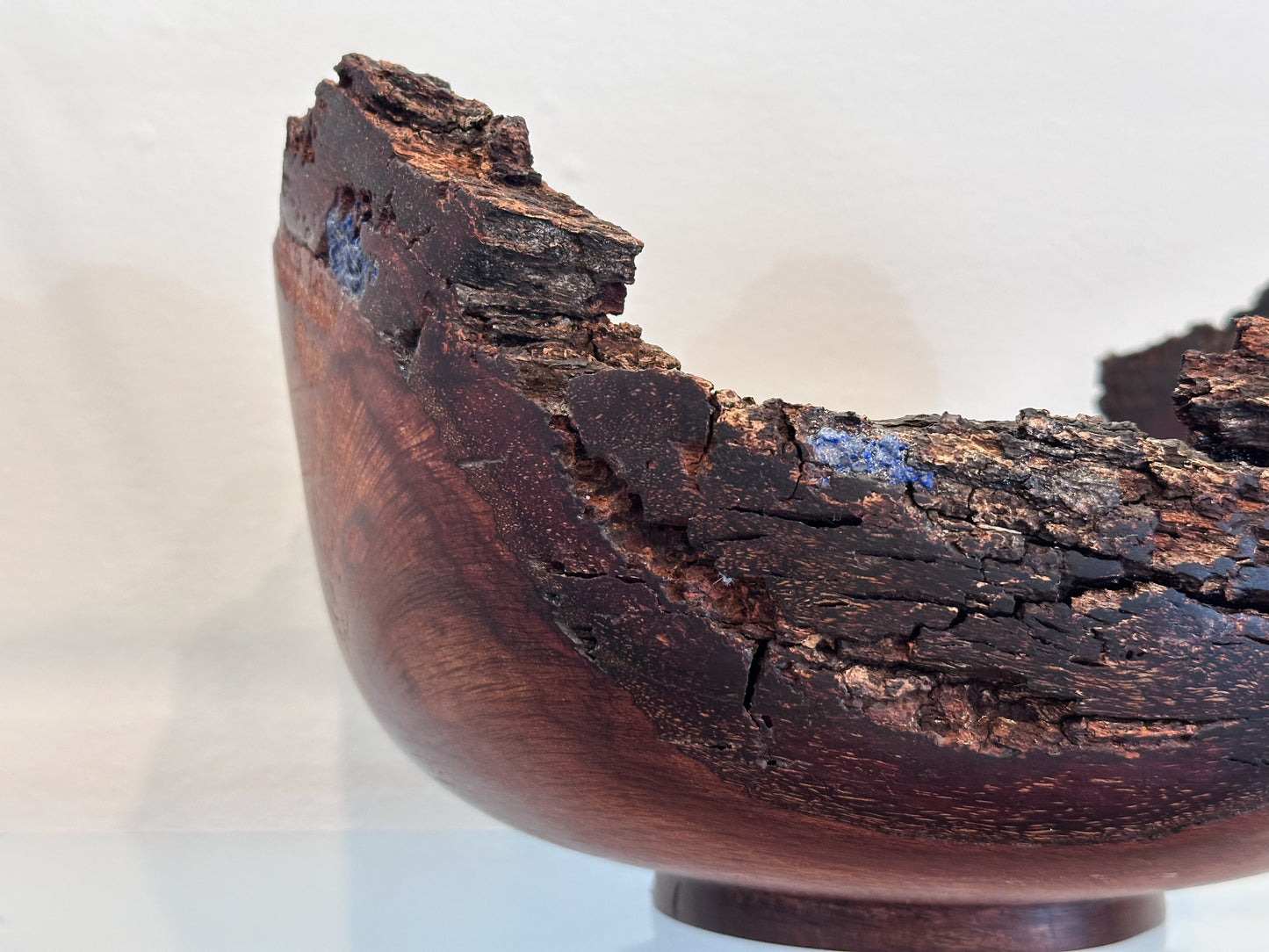 Natural Edge Ironwood Bowl, Handmade in Hawaii, with Lapis Lazuli Inlay