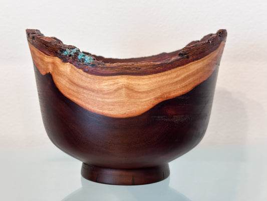 Natural Edge Artisanal Milo Wood Bowl, Handmade in Hawaii by Bowl Turner Llosh Winne