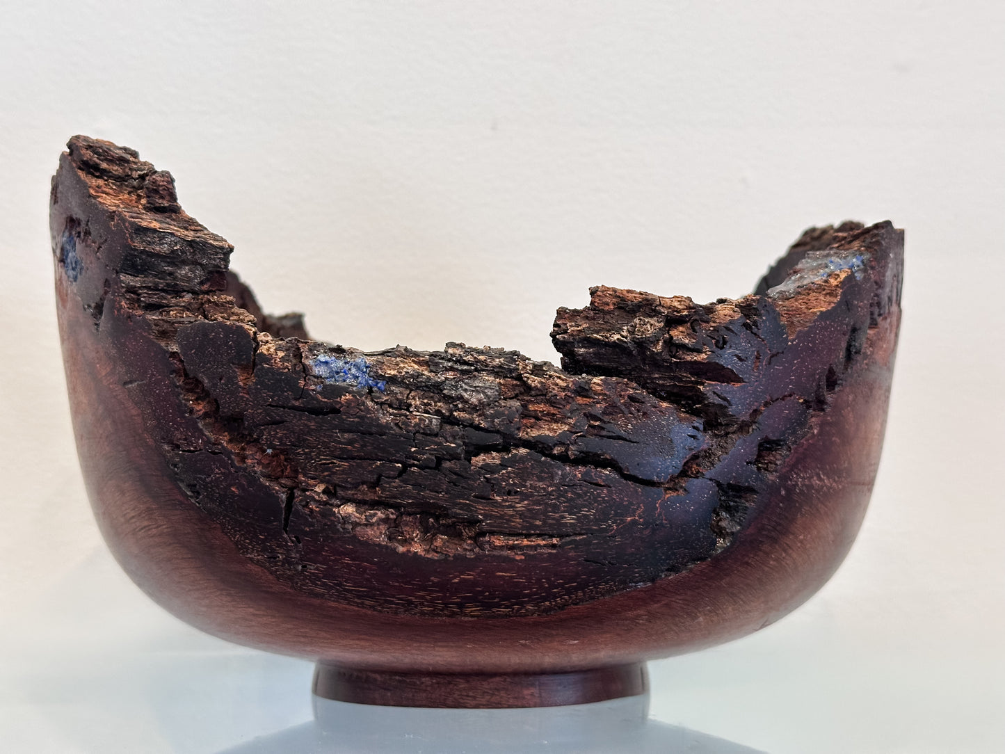 Natural Edge Ironwood Bowl, Handmade in Hawaii, with Lapis Lazuli Inlay