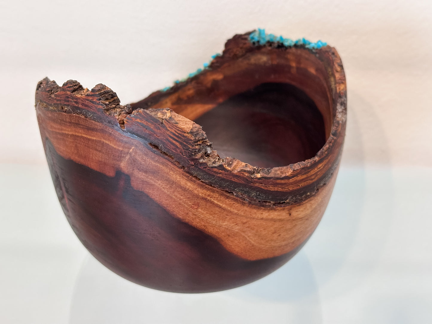 Natural Edge Artisanal Milo Wood Bowl, Handmade in Hawaii