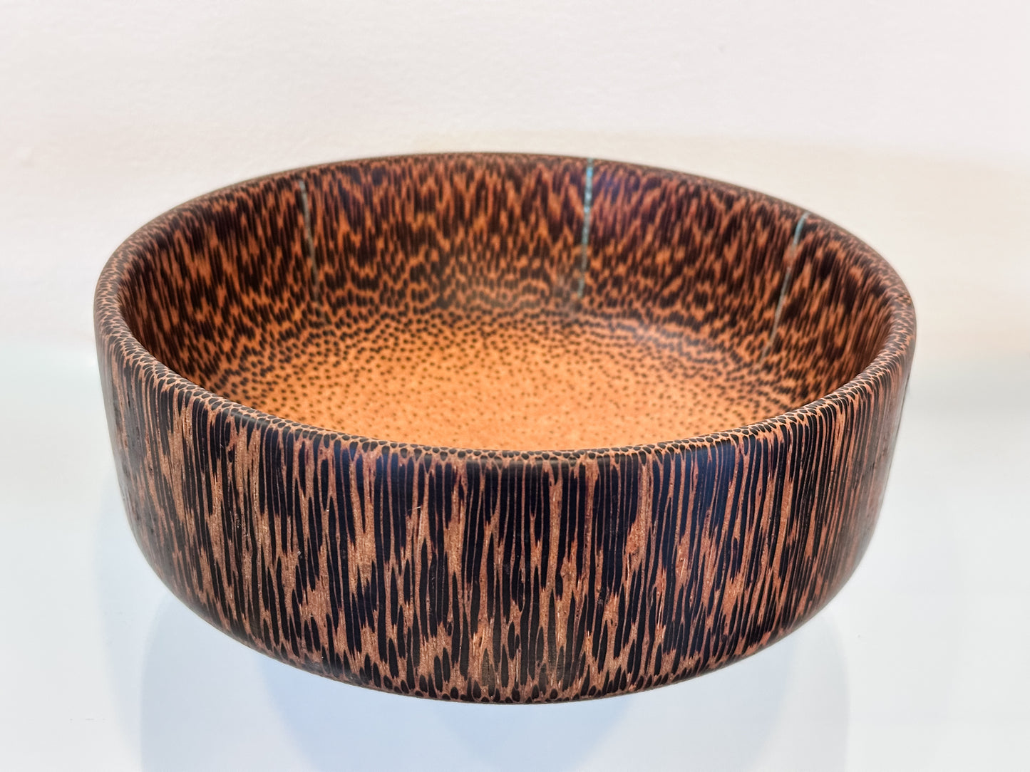 Manila Palm Wood Bowl, Handmade in Hawaii, with Turquoise Stone Inlay, Japanese Kintsugi-Inspired