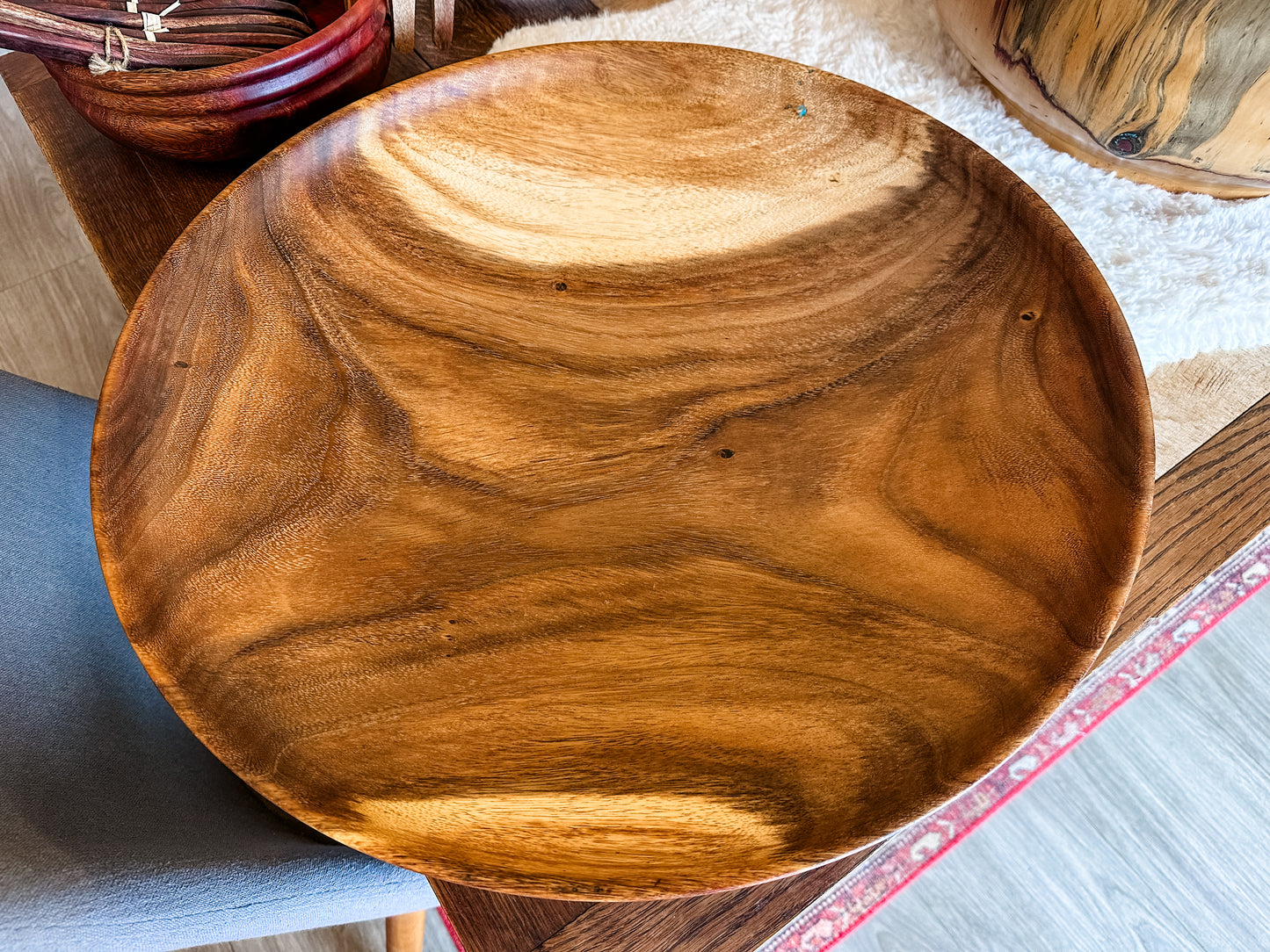 Extra Large Hand-Turned Monkeypod Wood Bowl, Perfect table centerpiece, wedding gift, salad bowl, Food Safe, Organic, XL Wood Salad Bowl