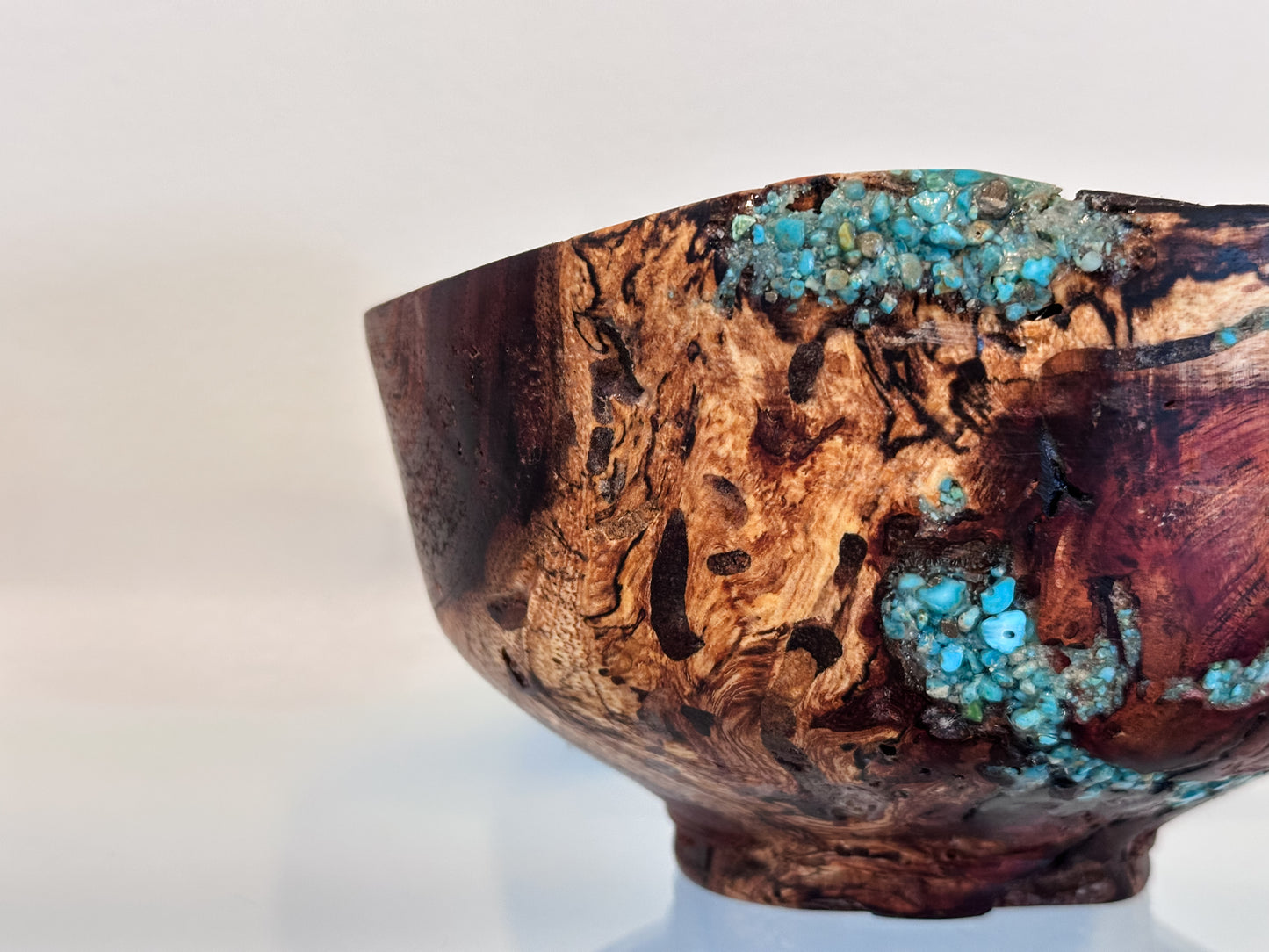 Kintsugi Inspired Koa Wood Bowl with Turquoise Inlay