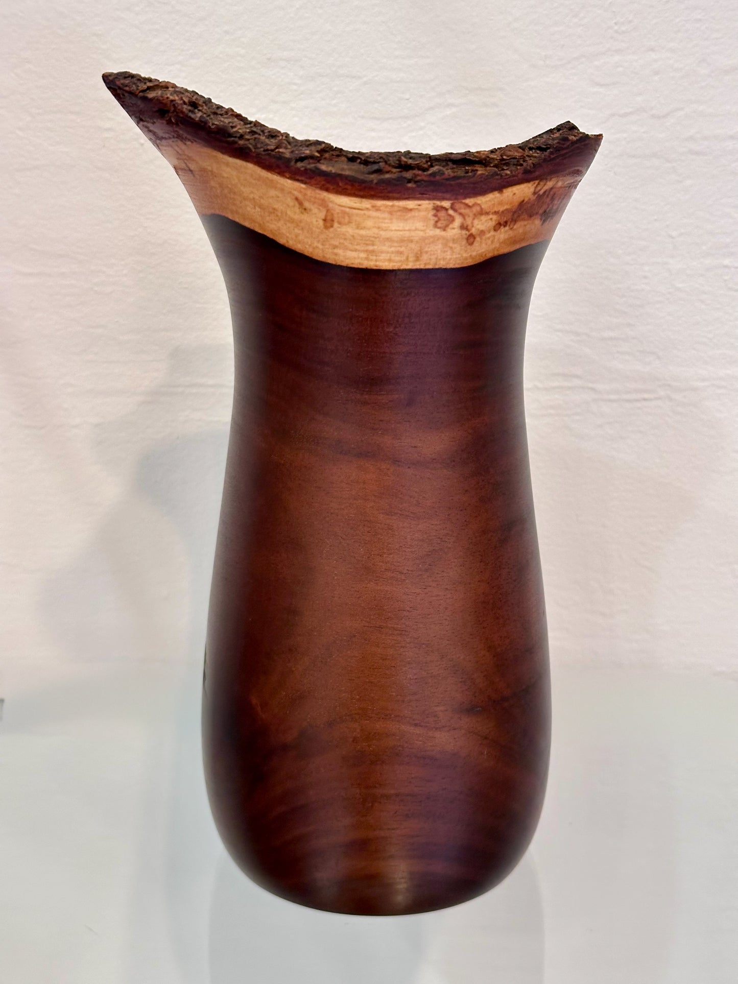 Handmade Milo Wood Vase with Turquoise Gemstone Inlay, Handmade in Hawaii