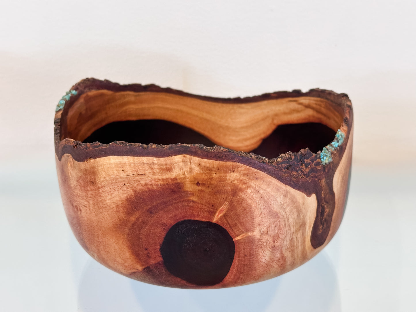 Natural Edge Artisanal Milo Wood Bowl, Handmade in Hawaii