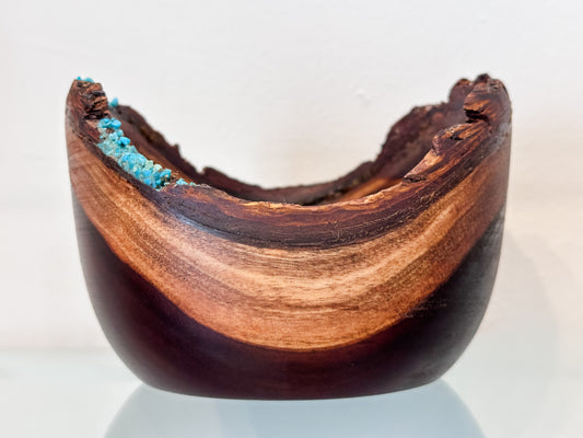 Natural Edge Artisanal Milo Wood Bowl, Handmade in Hawaii by Bowl Turner Llosh Winne