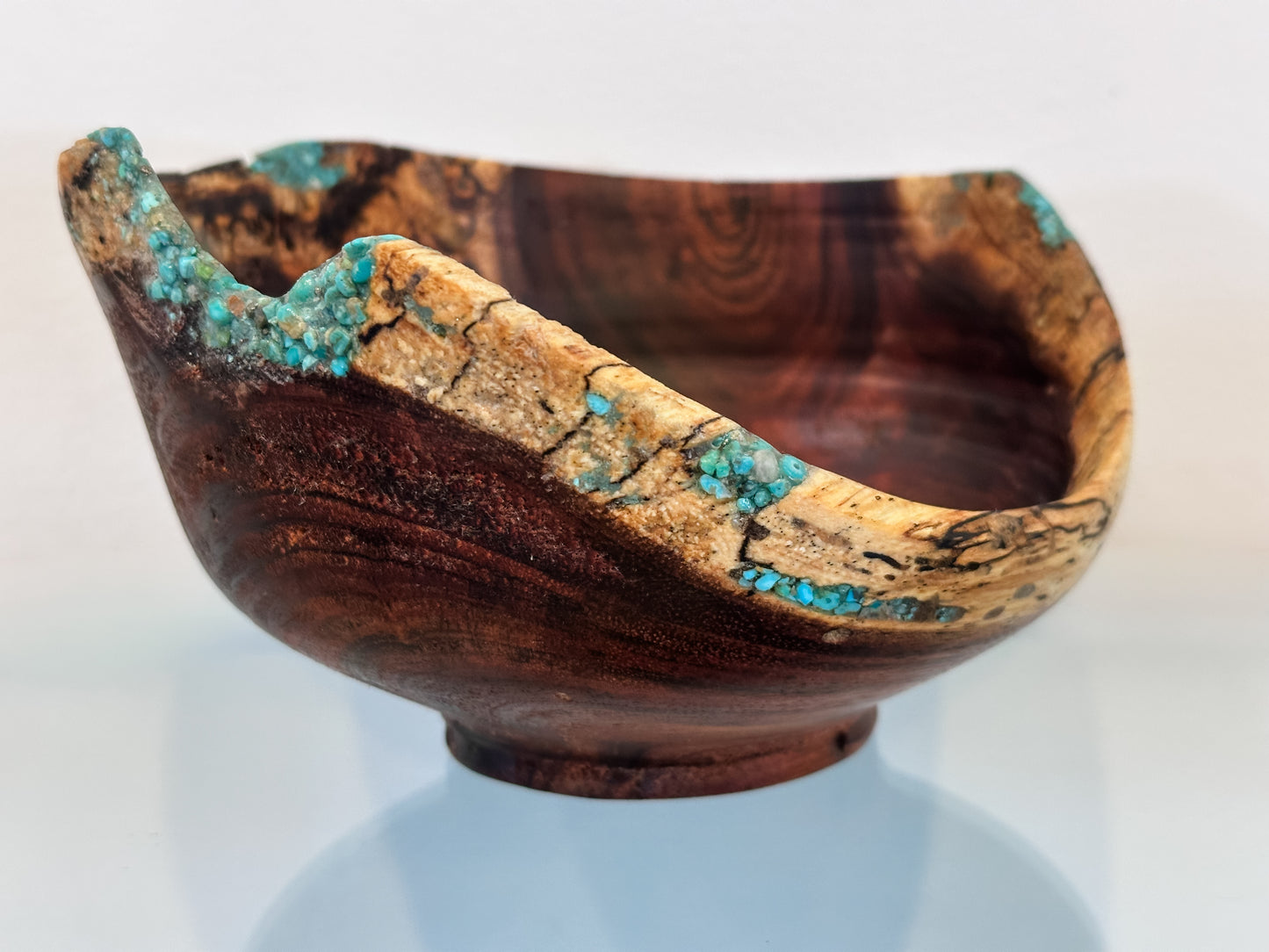 Kintsugi Inspired Koa Wood Bowl with Turquoise Inlay