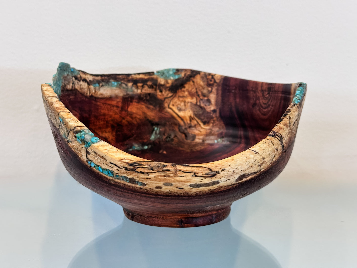 Kintsugi Inspired Koa Wood Bowl with Turquoise Inlay