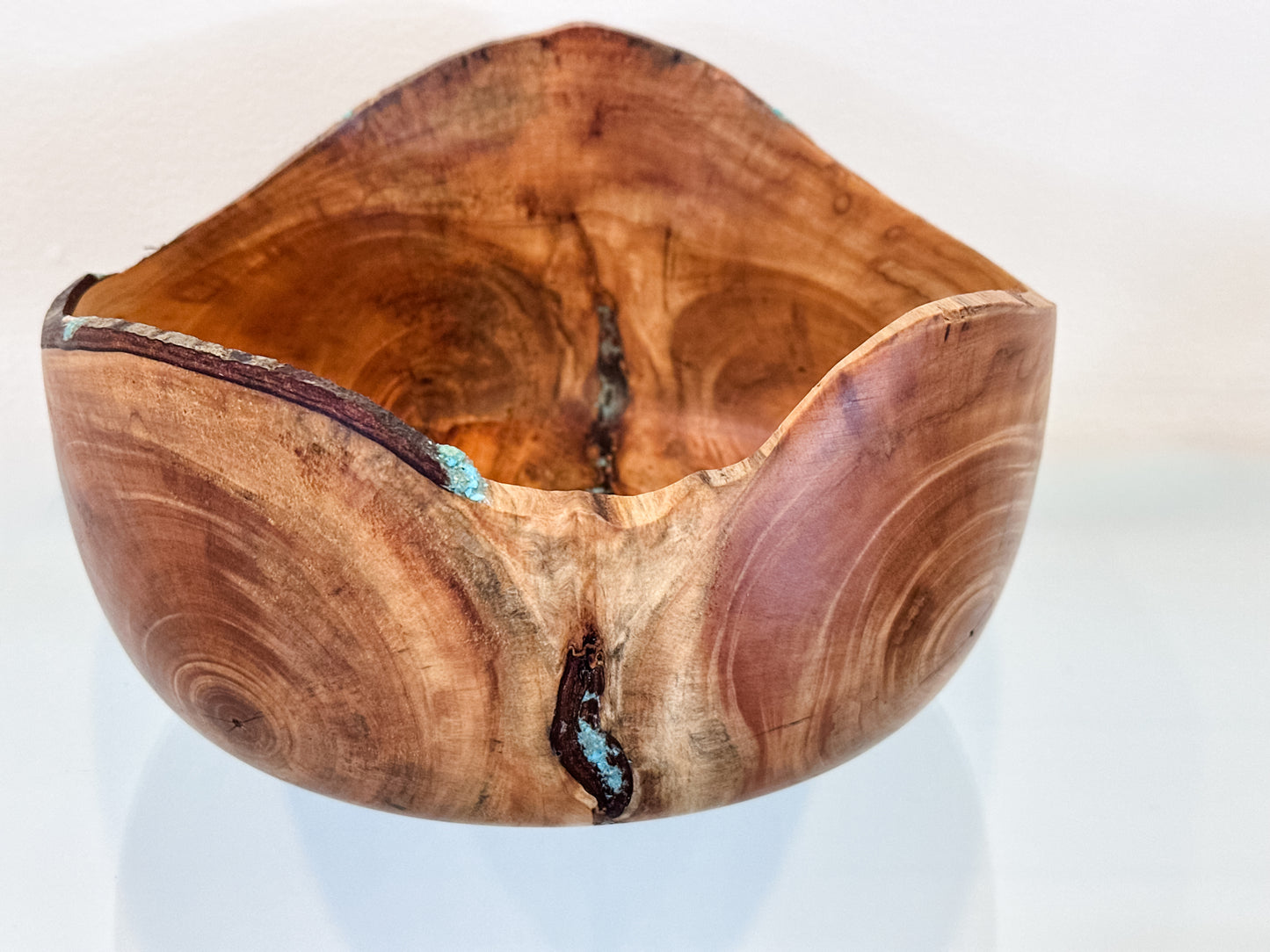 Handmade Hawaiian Podocarpus Wood Bowl with Kintsugi-Inspired Turquoise Inlay