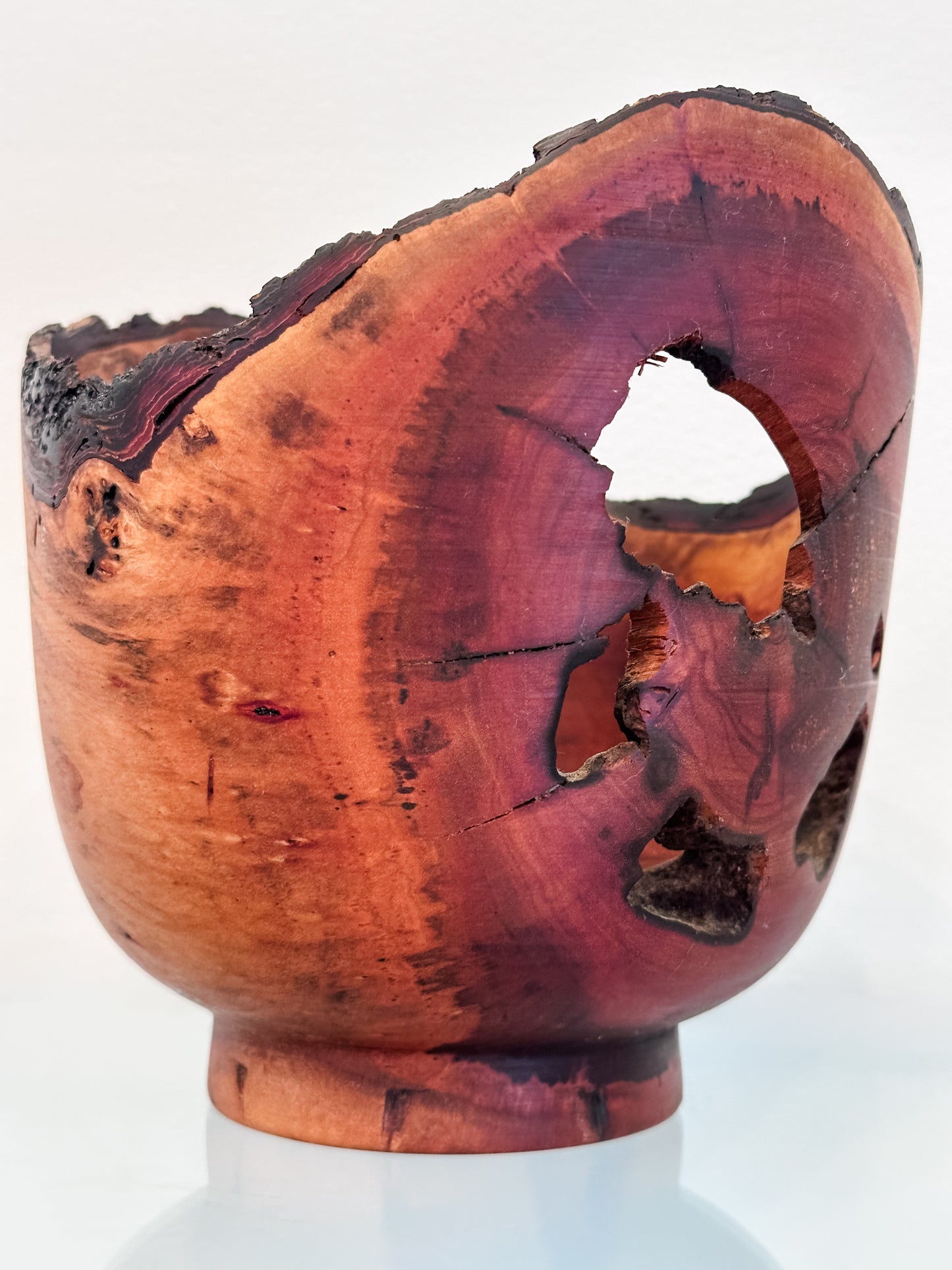 Natural Edge Christmas Berry Decorative Wood Bowl