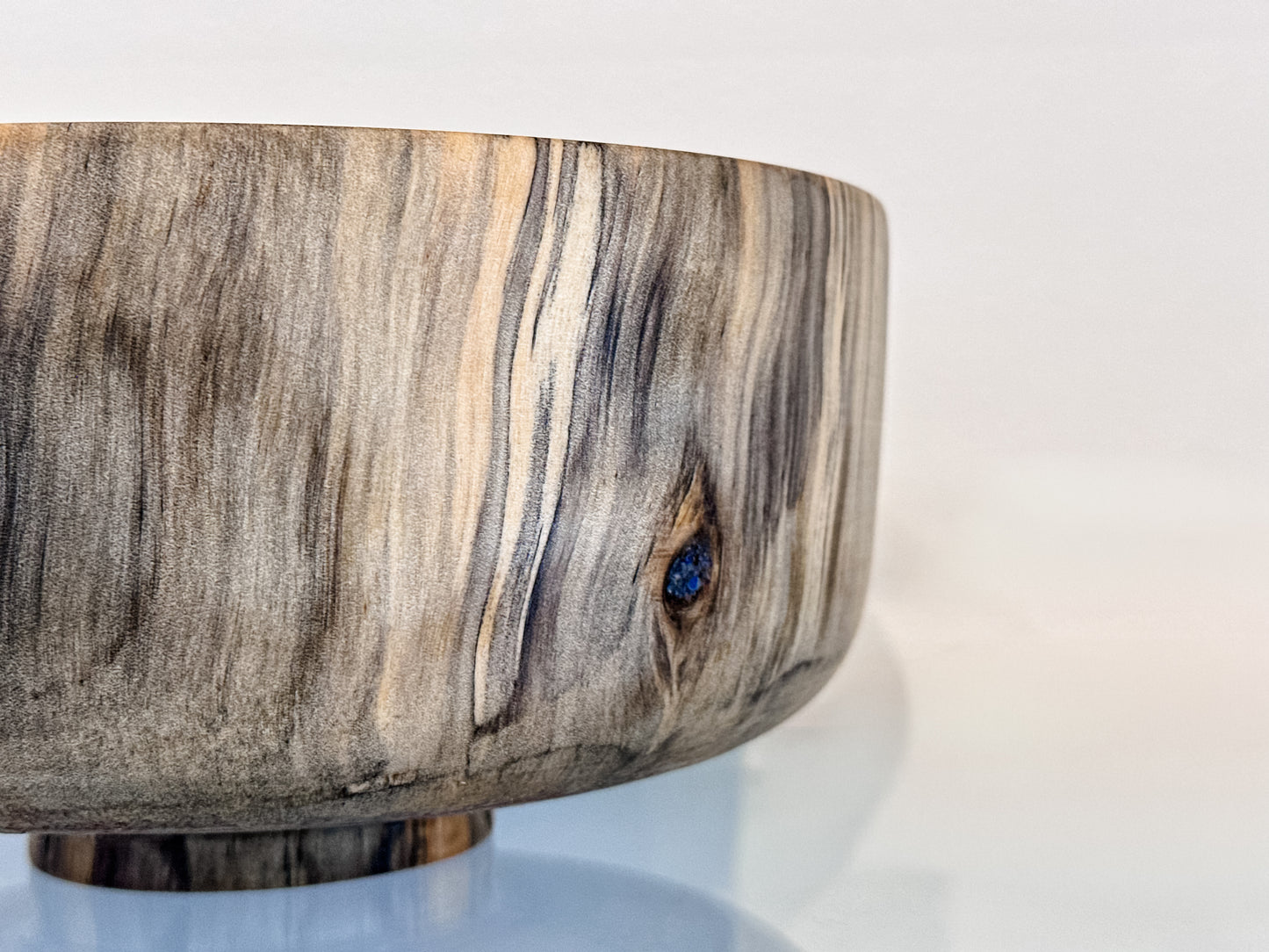 Norfolk Pine Wood Bowl with Turquoise and Lapis Lazuli Gemstone Inlay, Handmade in Hawaii, Food Safe, Organic Finishes
