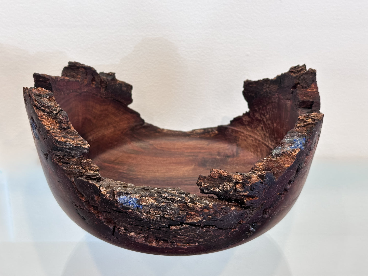 Natural Edge Ironwood Bowl, Handmade in Hawaii, with Lapis Lazuli Inlay