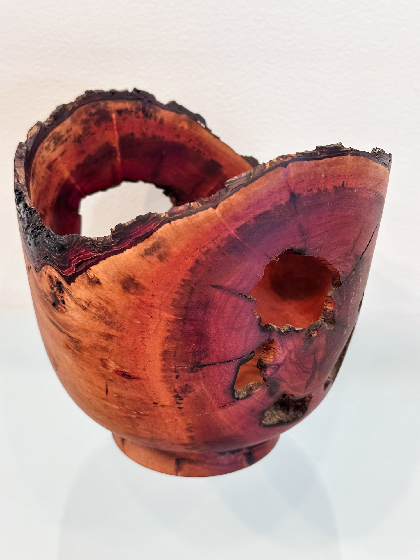 Natural Edge Christmas Berry Decorative Wood Bowl