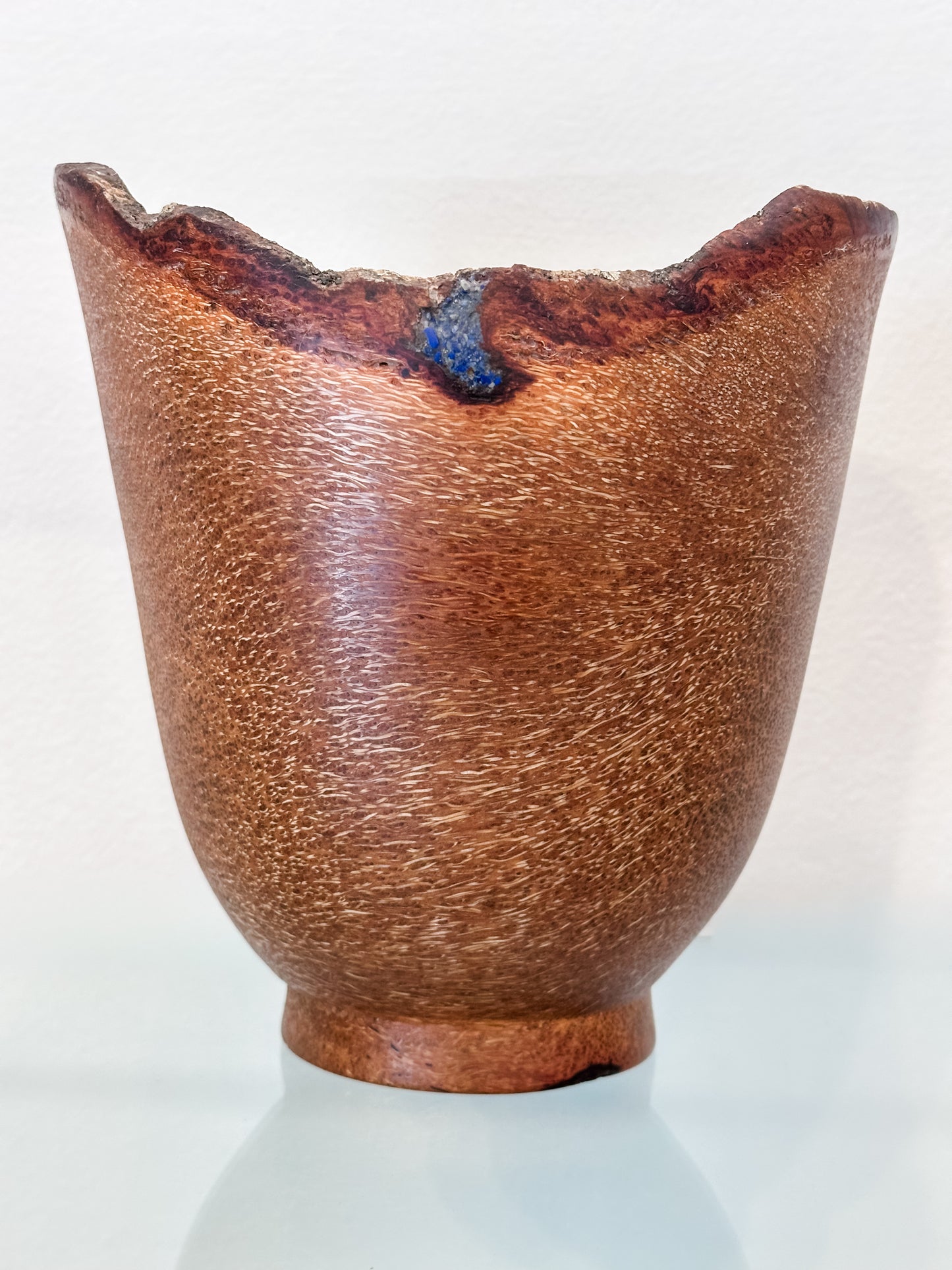 Coconut Wood Bowl, Bark Inclusion with Lapis Lazuli Inlay, Handmade in Hawaii, Decorative Wood Bowl