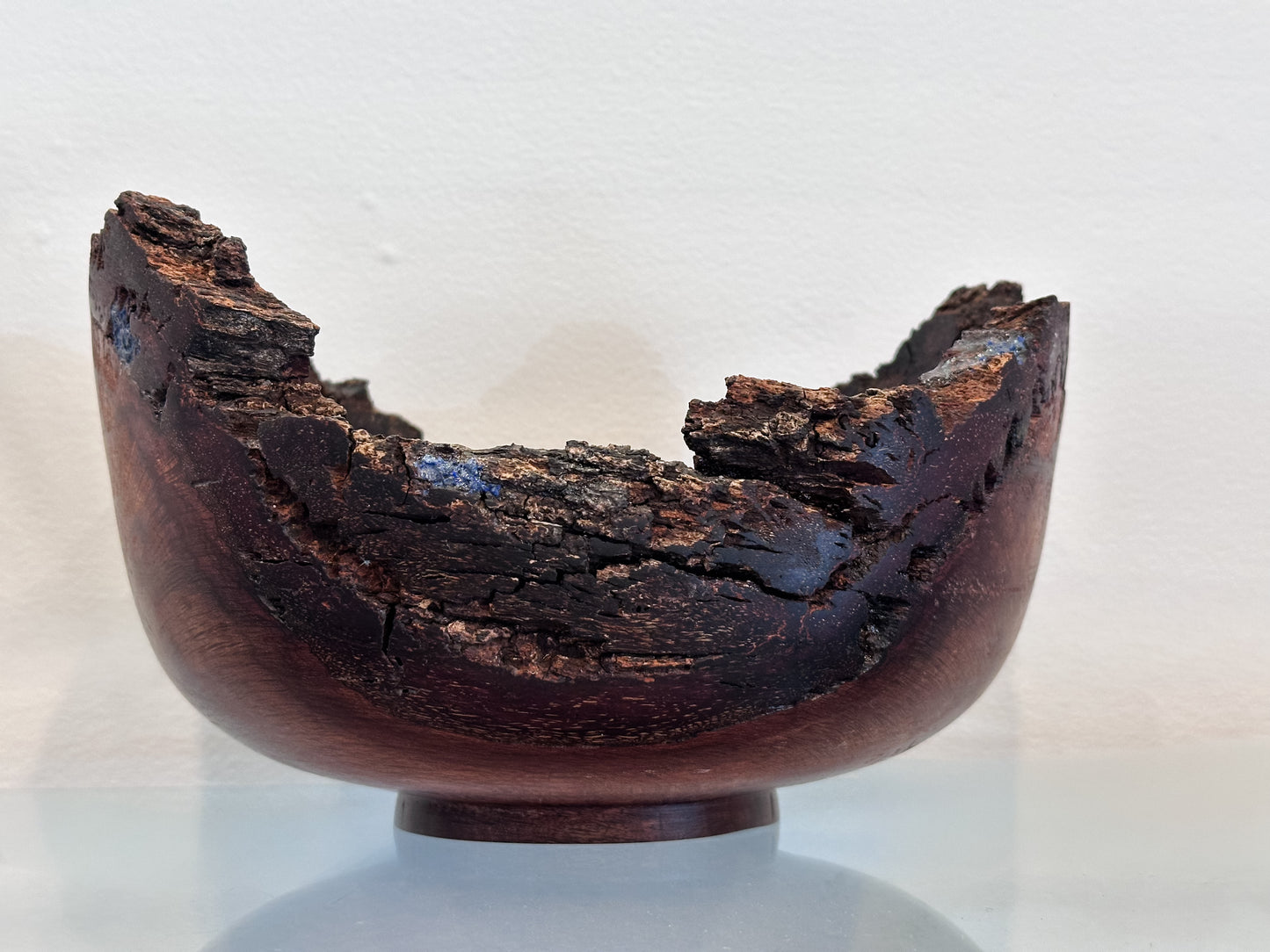 Natural Edge Ironwood Bowl, Handmade in Hawaii, with Lapis Lazuli Inlay