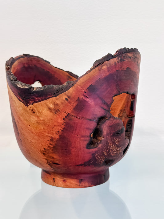 Natural Edge Christmas Berry Decorative Wood Bowl