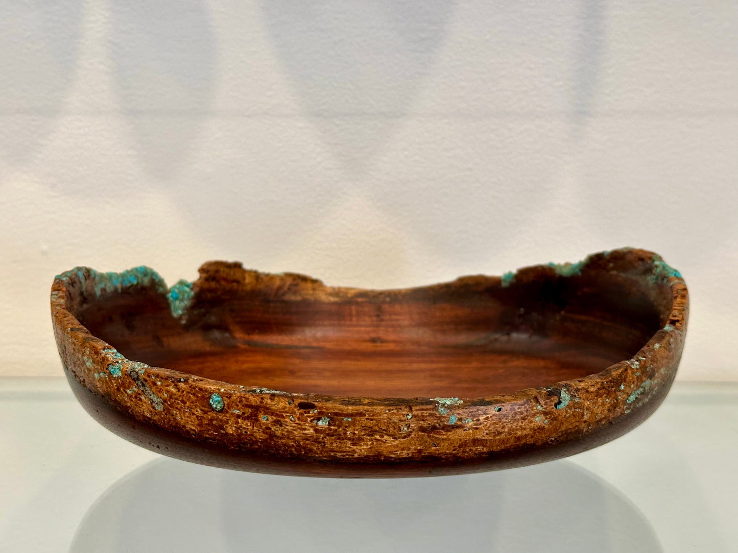 Handmade Chocolate Koa Wood Bowl with Turquoise Inlay, Natural Edge Kintsugi bowl, Hand turned bowl, Made in Hawaii